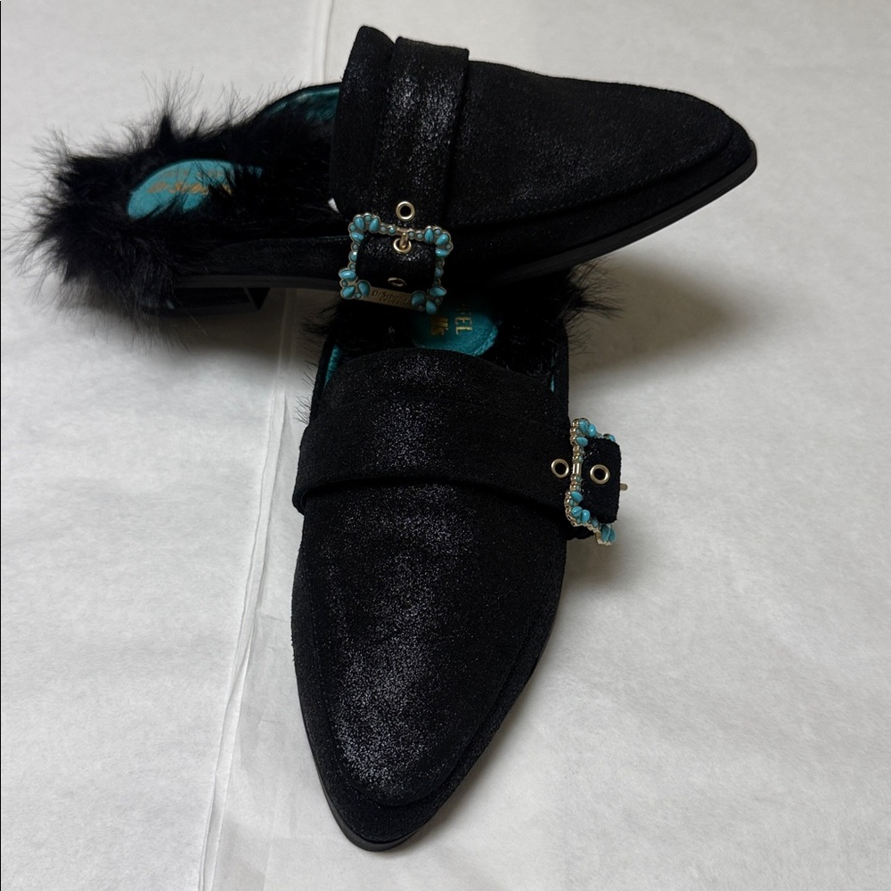 NWOT; Dr. Scholl's x Iris Apfel Womens Mr. Carl Mule Black Leather⚫️